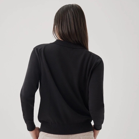 PACT WOMEN’S CLASSIC FINE KNIT POLO SWEATER ORGANIC COTTON DARK ACADEMIA PREP - Picture 5 of 13